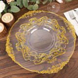 Convenient and Stylish Clear Gold Disposable Salad Plates